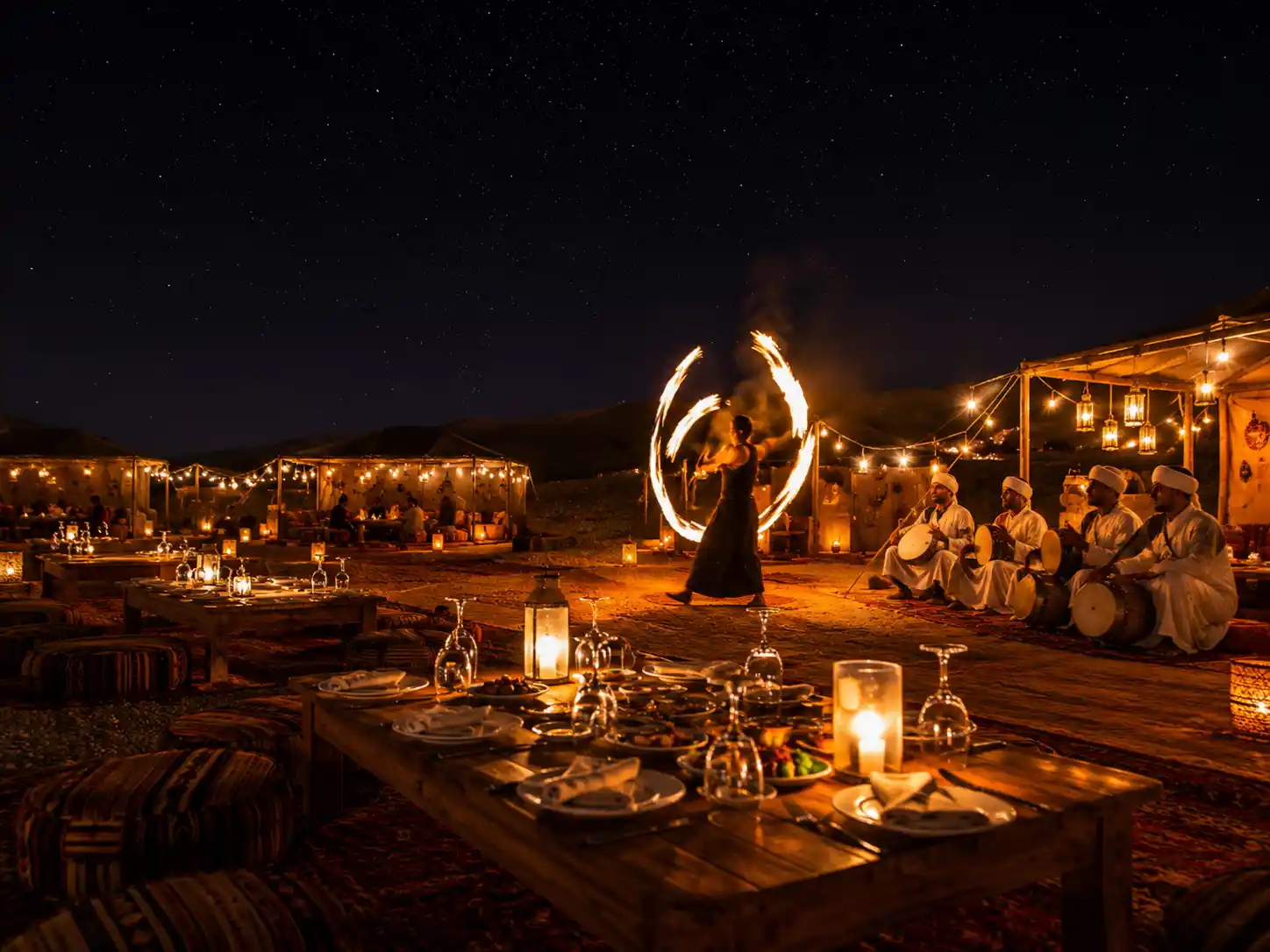 Moroccan dinner show experience in Agafay Desert camp